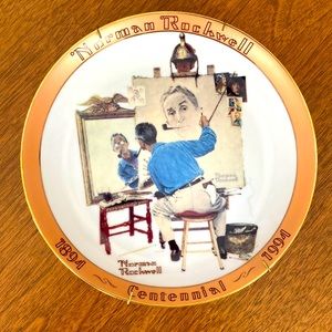 Vintage Norman Rockwell plate “Triple Self Portrait”
